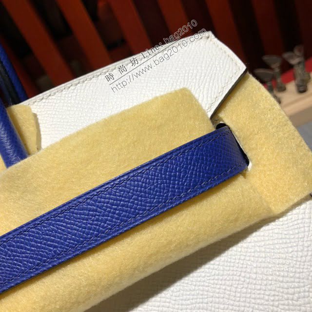 Hermes女包 愛馬仕經典款Birkin包 epsom皮手掌紋 Hermes鉑金拼色女士手提包  am2073